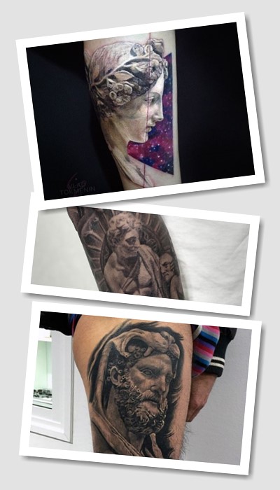 Зазвичай тату скульптура має великий розмір