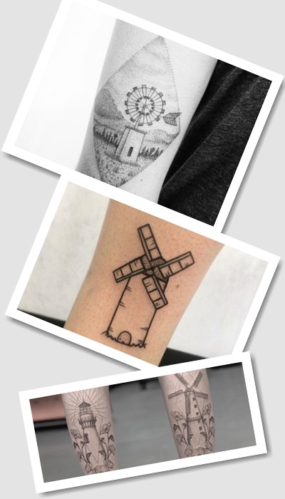 Тату млин із працюючими лопатями 