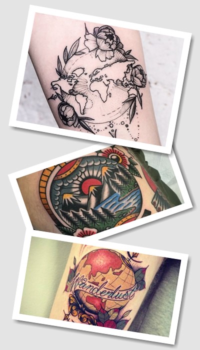 Популярні варіанти тату глобус