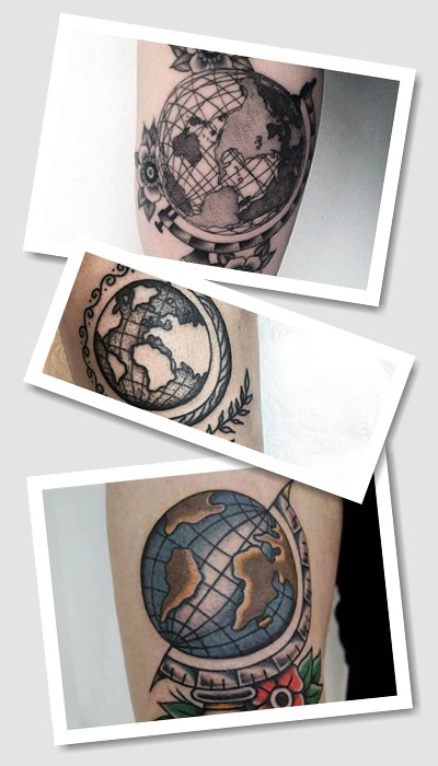 Варіанти малюнків тату глобус