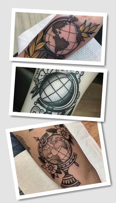Тату глобус – оригінальний малюнок з позитивним значенням
