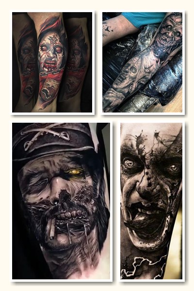 Стилі та місця нанесення тату зомбі