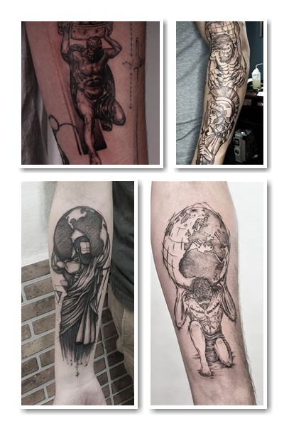  Тату атлант може бути як кольоровим, так і чорно-білим