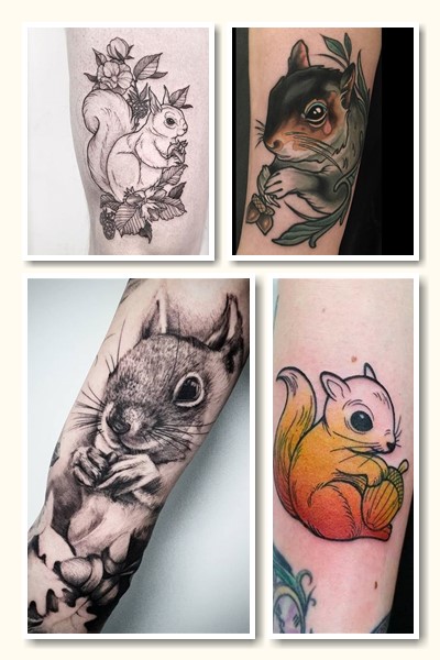 Білку тату зображують оточеною квітами