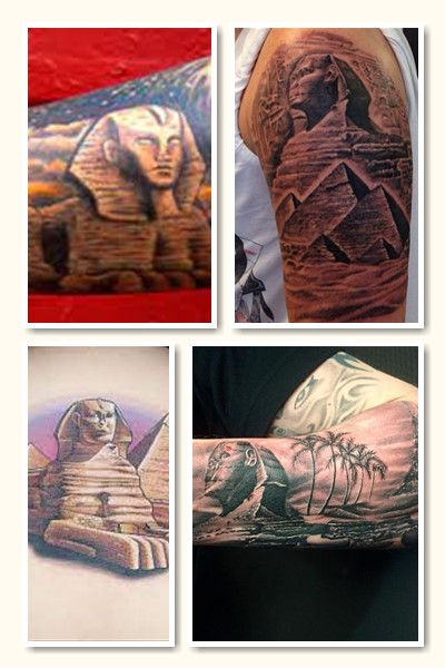 Татуировка с изображением египетского Сфинкса 