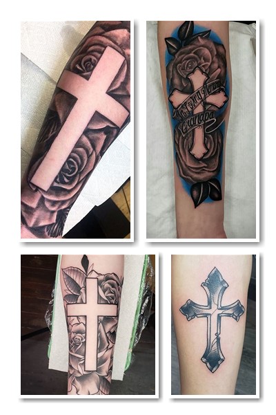Тату хрест латинський може бути виконано в різних варіаціях