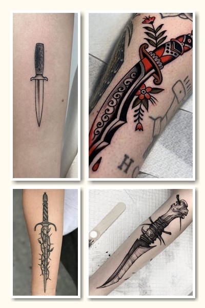 Стилі та кольори зображення тату ніж 