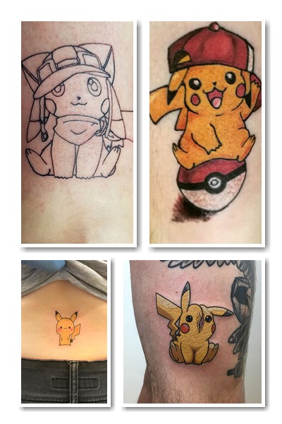 Тату Пікачу має малий або середній розмір