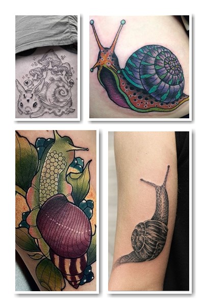 Тату равлика можна поєднувати з різними елементами