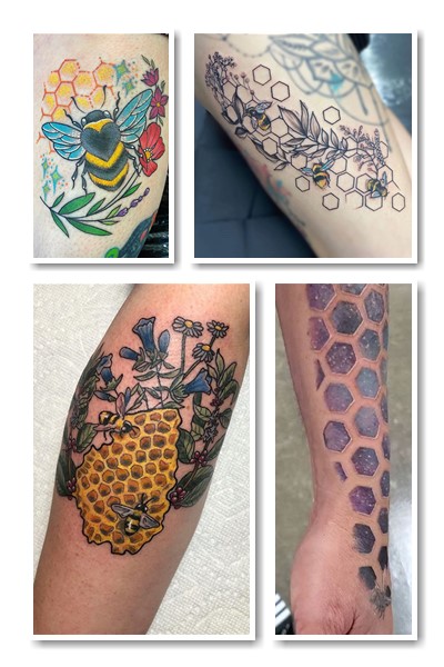 тату соти зображають разом з бджолам