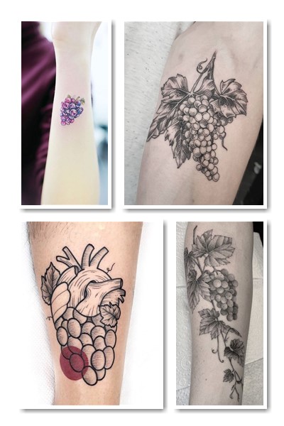 Тату виноград можна нанести сольно у вигляді грона