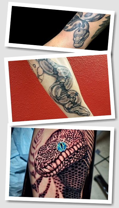 Тату пітон чи удав зазвичай втілюють у стилі реалізм
