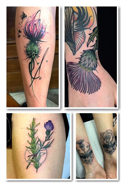 Тату будяк та шипшина – оригінальні малюнки