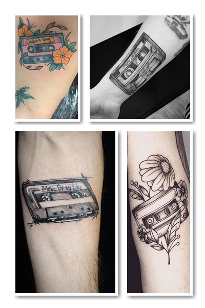Стилі та місця нанесення Тату касета та магнітофон