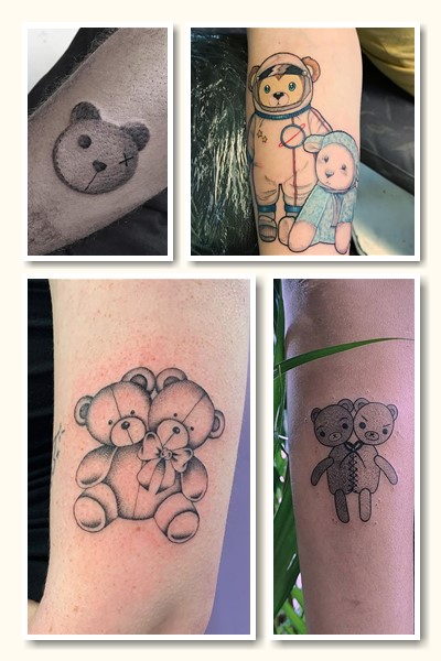 тату ведмедик наносять на згадку про щасливе дитинство