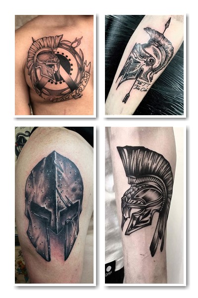 Тату шолом спартанця – символ героїчного воїна 