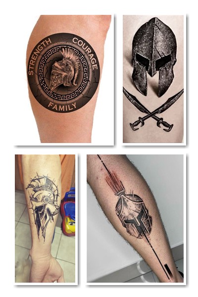 Тату шолом спартанця – естетичний малюнок з героїчним посилом