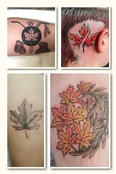 Варіанти малюнка тату кленовий лист