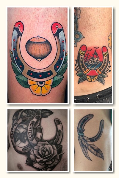 Тату підкова гарно виглядає у комбінації з іншими символами