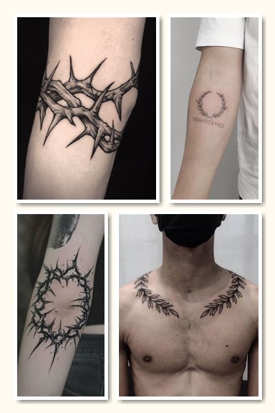 Тату венок обычно делают монохромным 