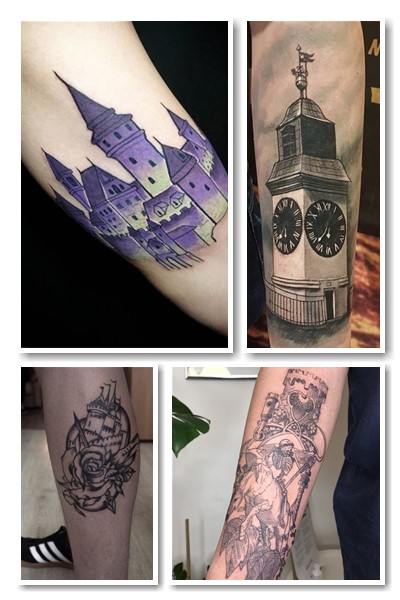 тату фортеця в реалістичному стилі 