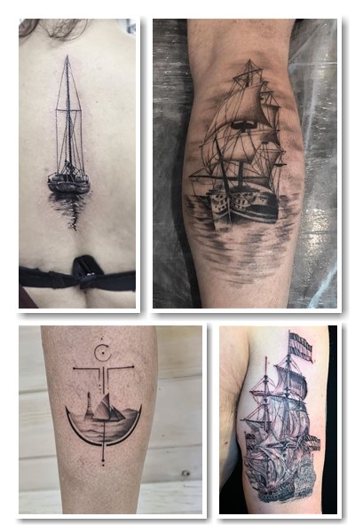 Чоловічий варіант тату вітрильник