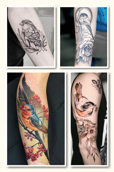 Кольори та стилі татуювання горобець