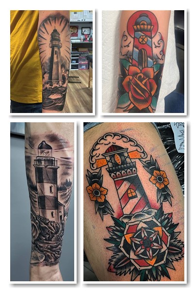 Стилі та місця нанесення тату маяк