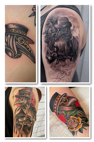 Чумний лікар тату роблять у темних відтінках