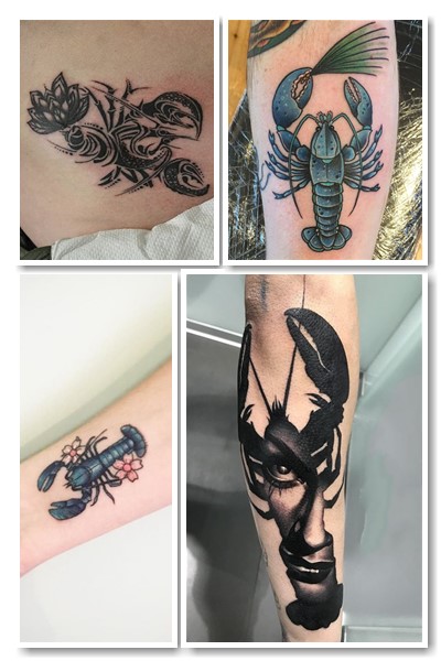 Стилі та місця нанесення Тату рак або креветка 