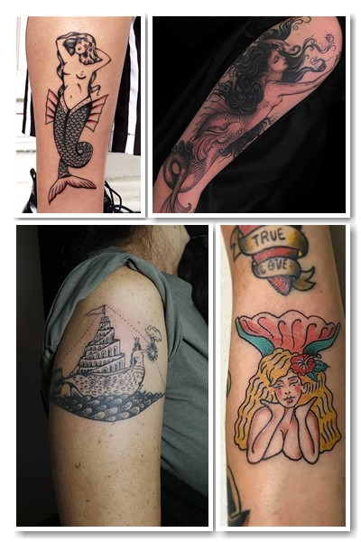Тату русалка виконують у таких стилях