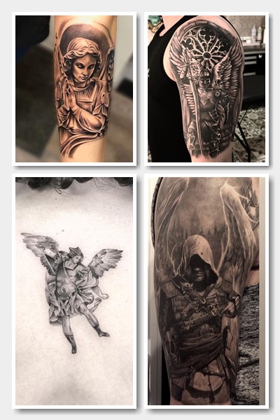 тату архангел монохромні