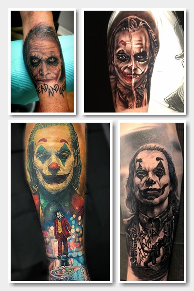 Тату Джокер с кривою усмішкою