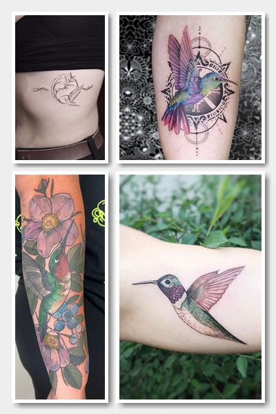 гармонійно татуювання колібрі виглядає в акварельному стилі