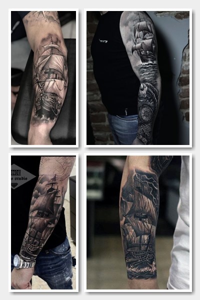 Зображення кораблів в татуюваннях