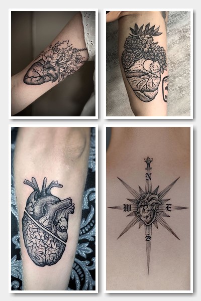Стилі та місця нанесення Тату серце