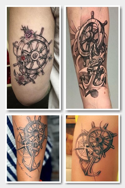Тату якір і штурвал 