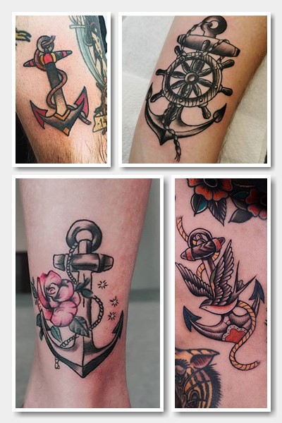 Тату якір і штурвал поєднують з іншими символами