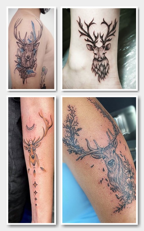 Тату олень у стилі лайнворк або мінімалізм 