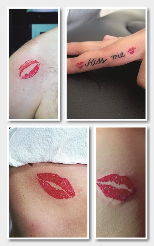 Тату поцілунок на відкритій ділянці тіла