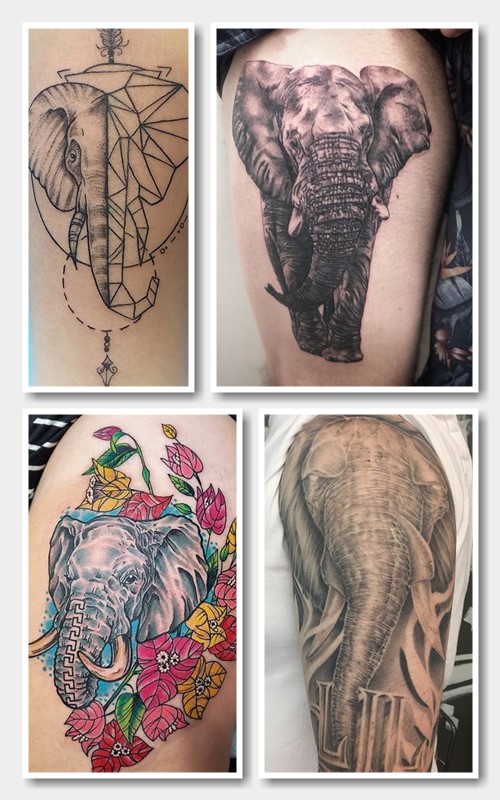 тату слон і мамонт