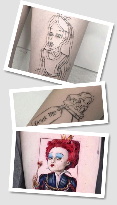 Які образи використовуються для тату Аліса в країні чудес