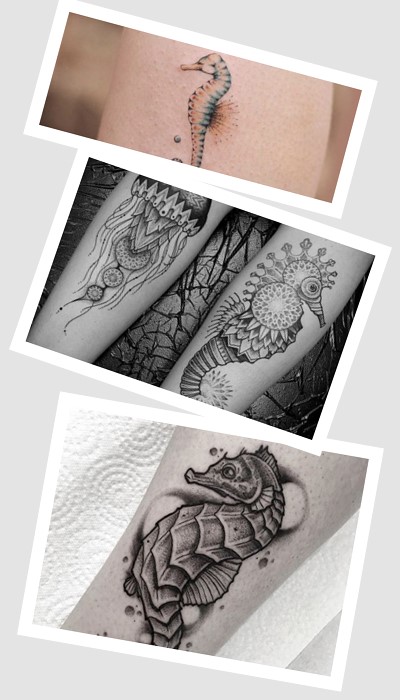 Жіночий варіант тату морський коник