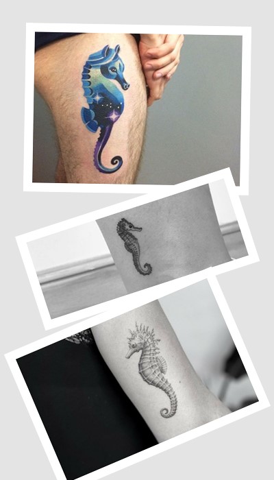 Чоловічий варіант тату морського коника