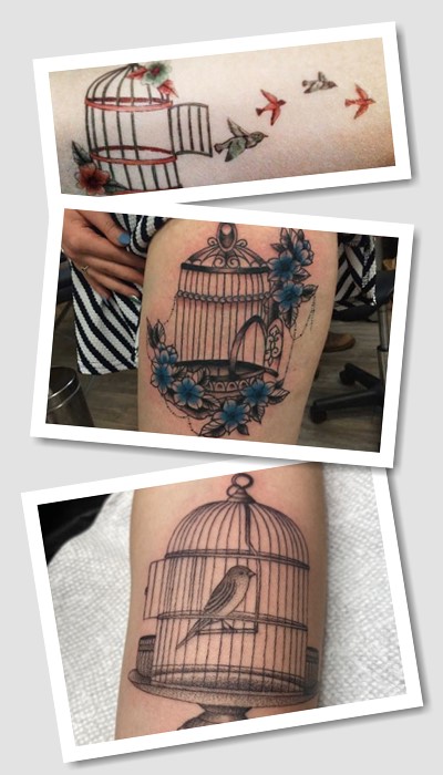 тату клітка з пташкою
