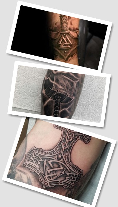 Жіночий та чоловічий варіант тату Молот Тора