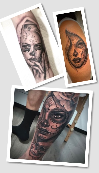 Варіанти малюнків тату Санта Муерте