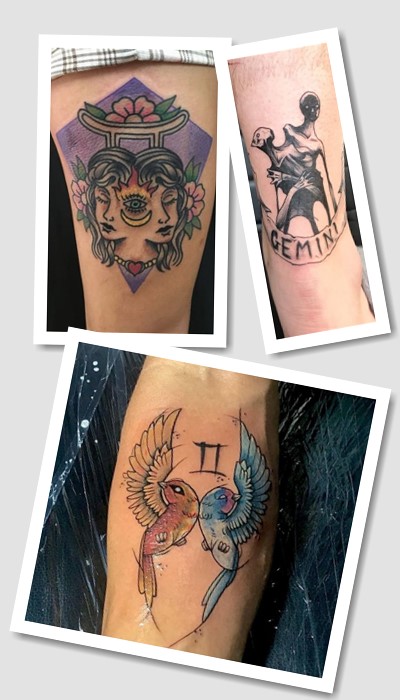 тату знак Зодіаку Близнюки як оберіг