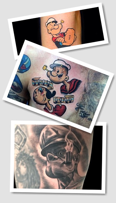 Місце розміщення тату Татуювання із зображенням моряка Папая 