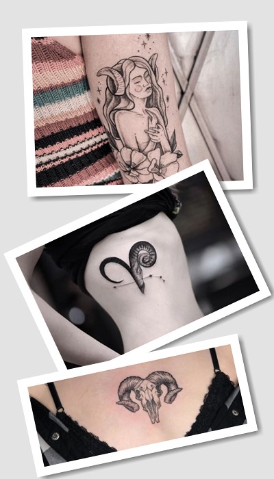 Тату знак зодіаку Овен варіанти